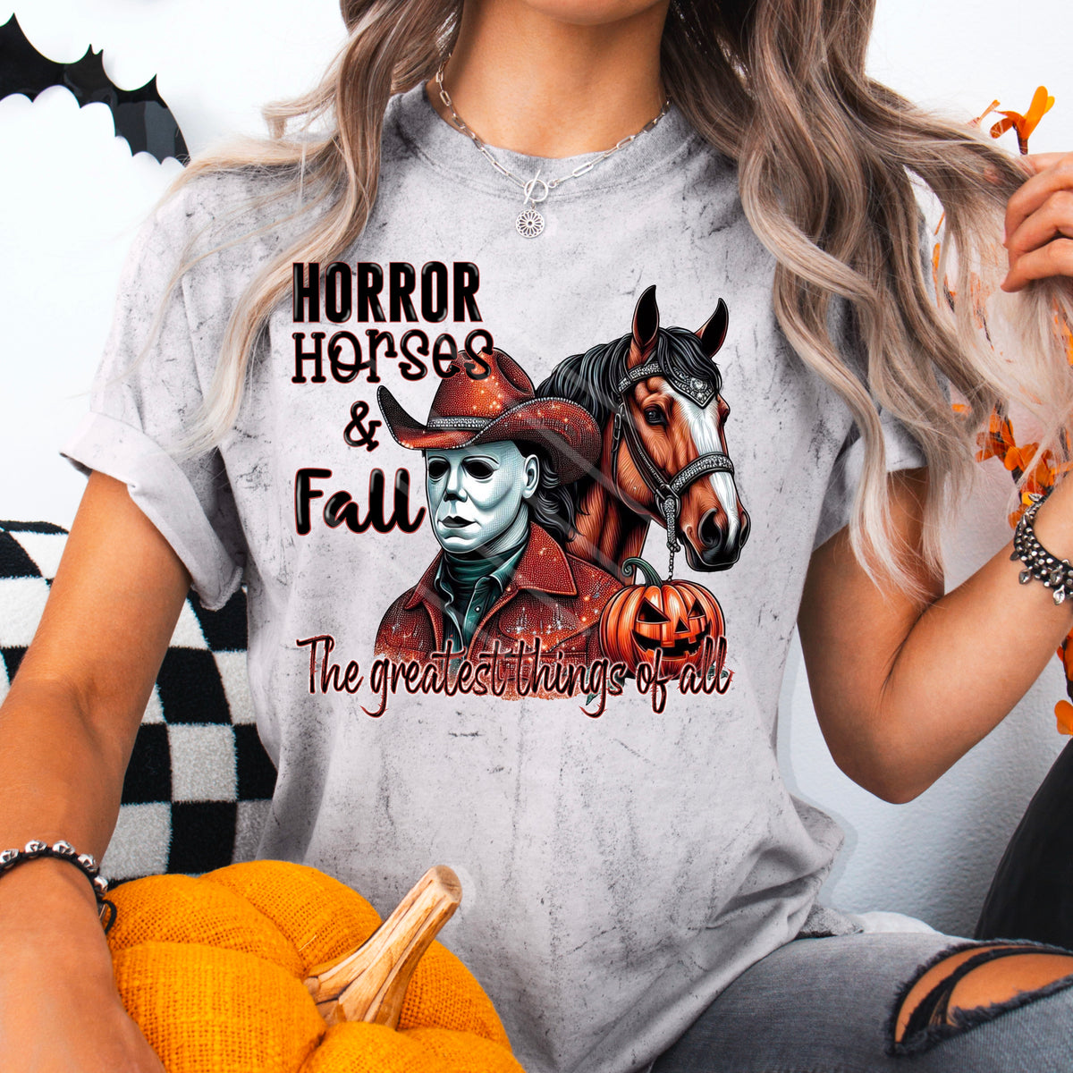 Horror Horses and Fall (chaos) 110244 DTF transfer