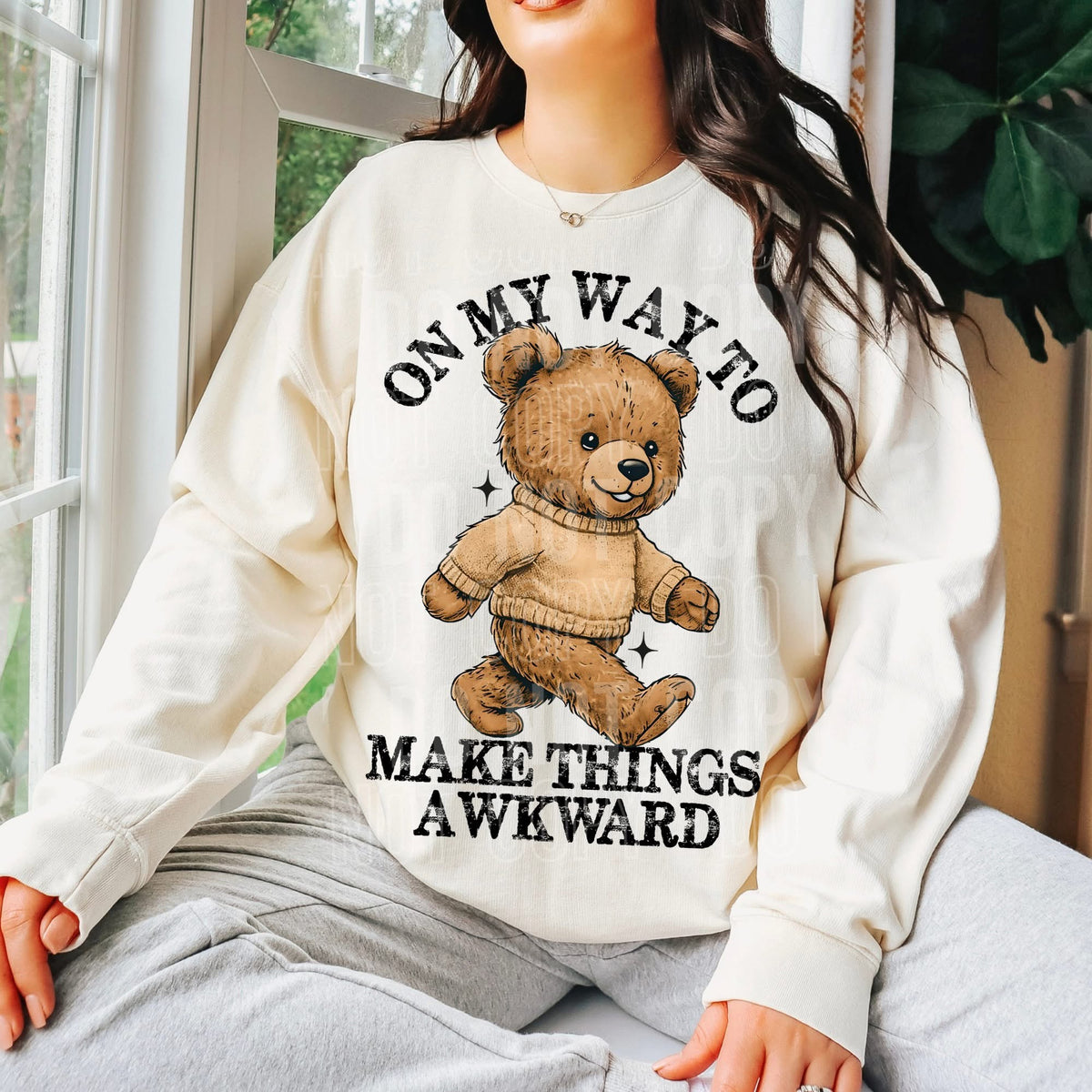 On my way to make things awkward bear (SBB) DTF Transfer