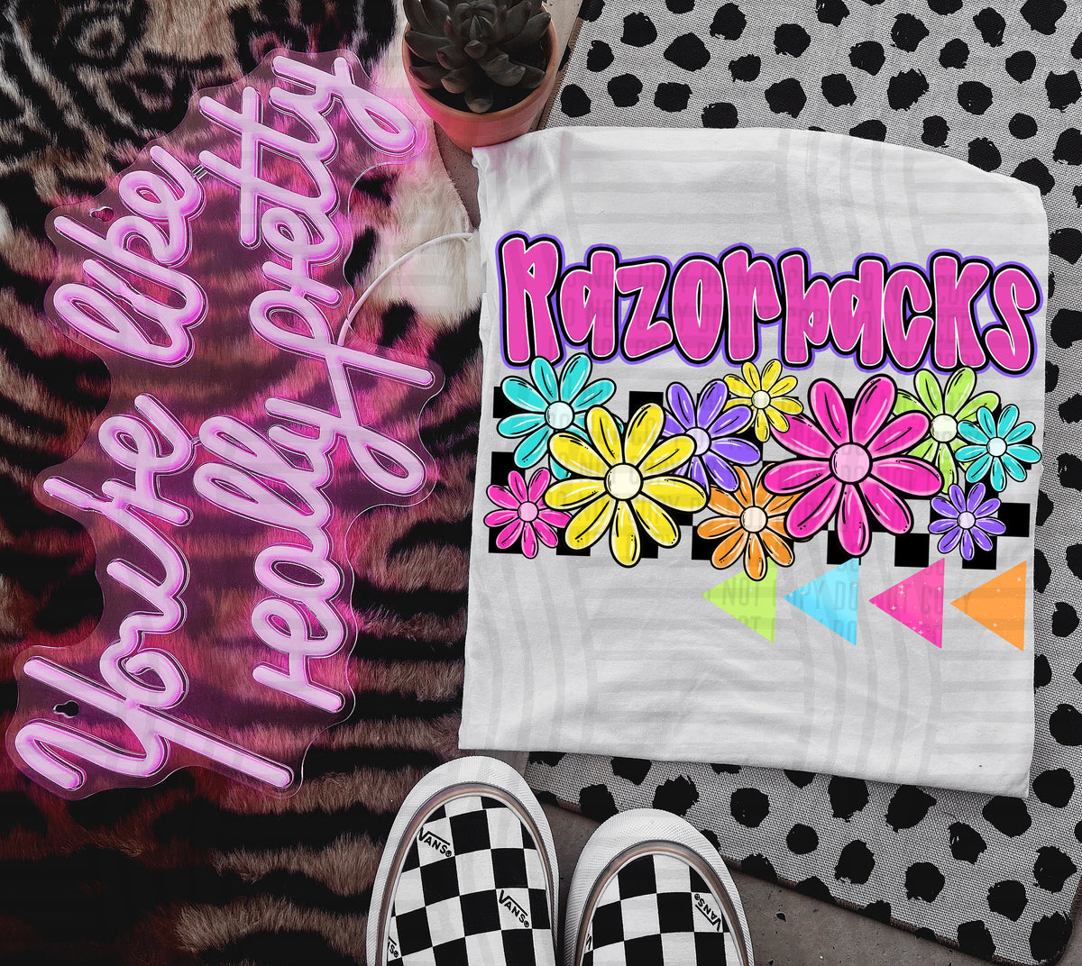 Razorbacks Neon Bright Floral (Caplinger) 101309 DTF transfer