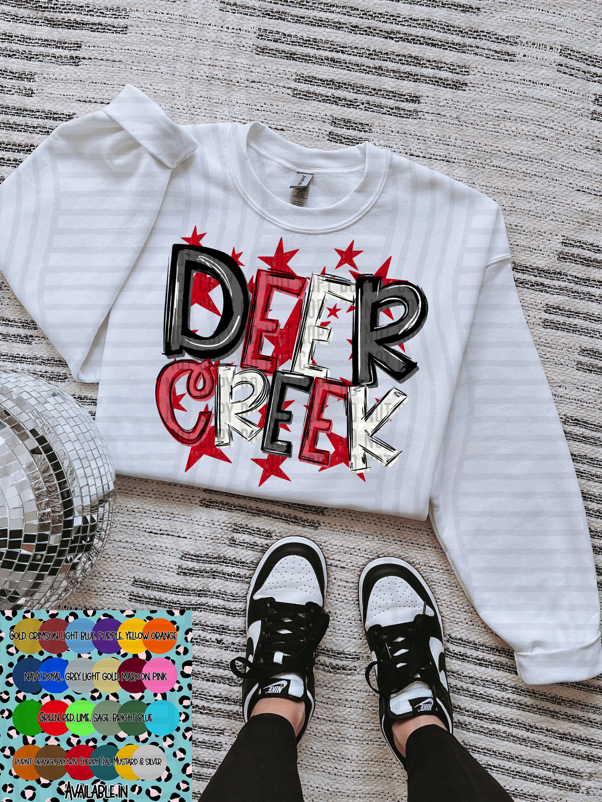 deercreek black white and red with red stars (Caplinger) DTF Transfer