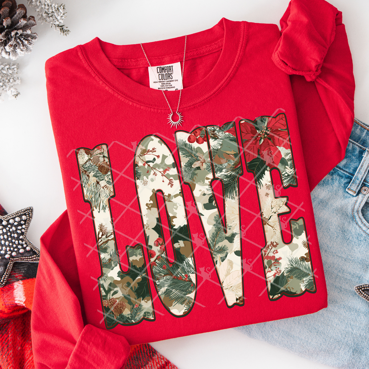 Love Christmas Floral Font (TDD) DTF Transfer