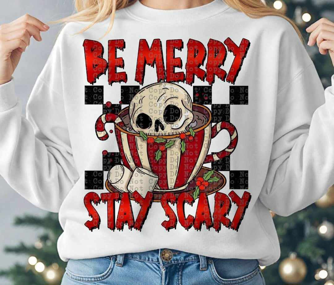 Be merry stay scary mug 67776 DTF transfer