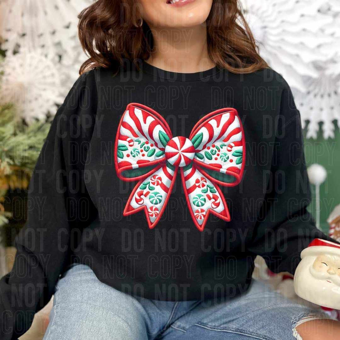 Candy cane bow (SBB) 58712 DTF transfer