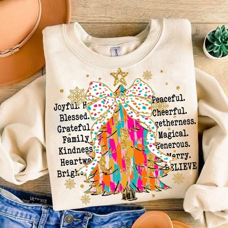 Christmas words tree 64832 DTF transfer