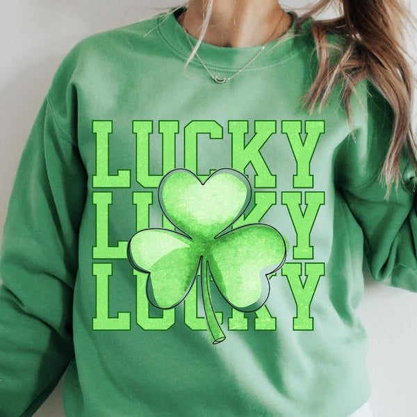 Lucky stacked 3 leaf clover 75980 DTF transfer