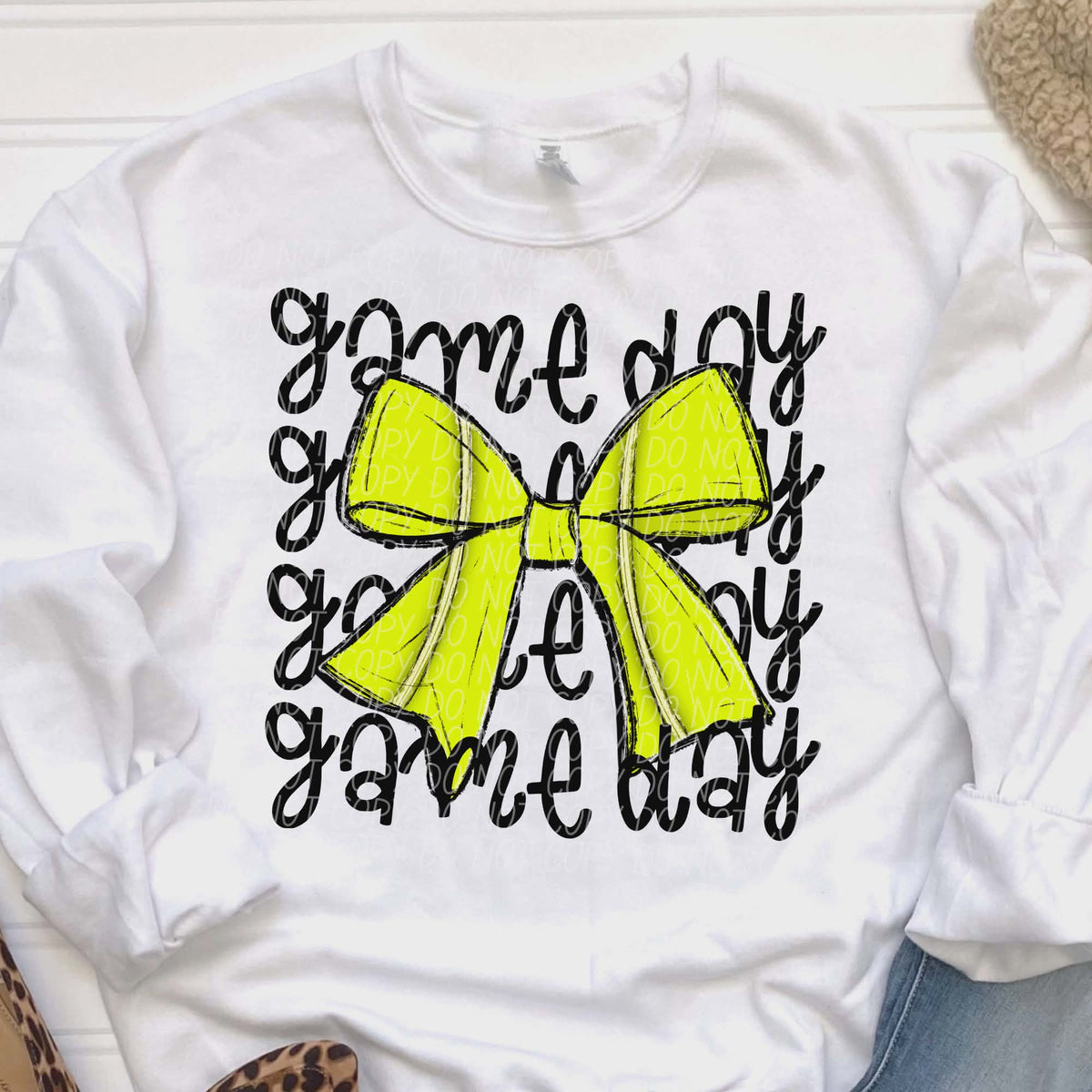 Game day yellow bow (city) DTF transfer