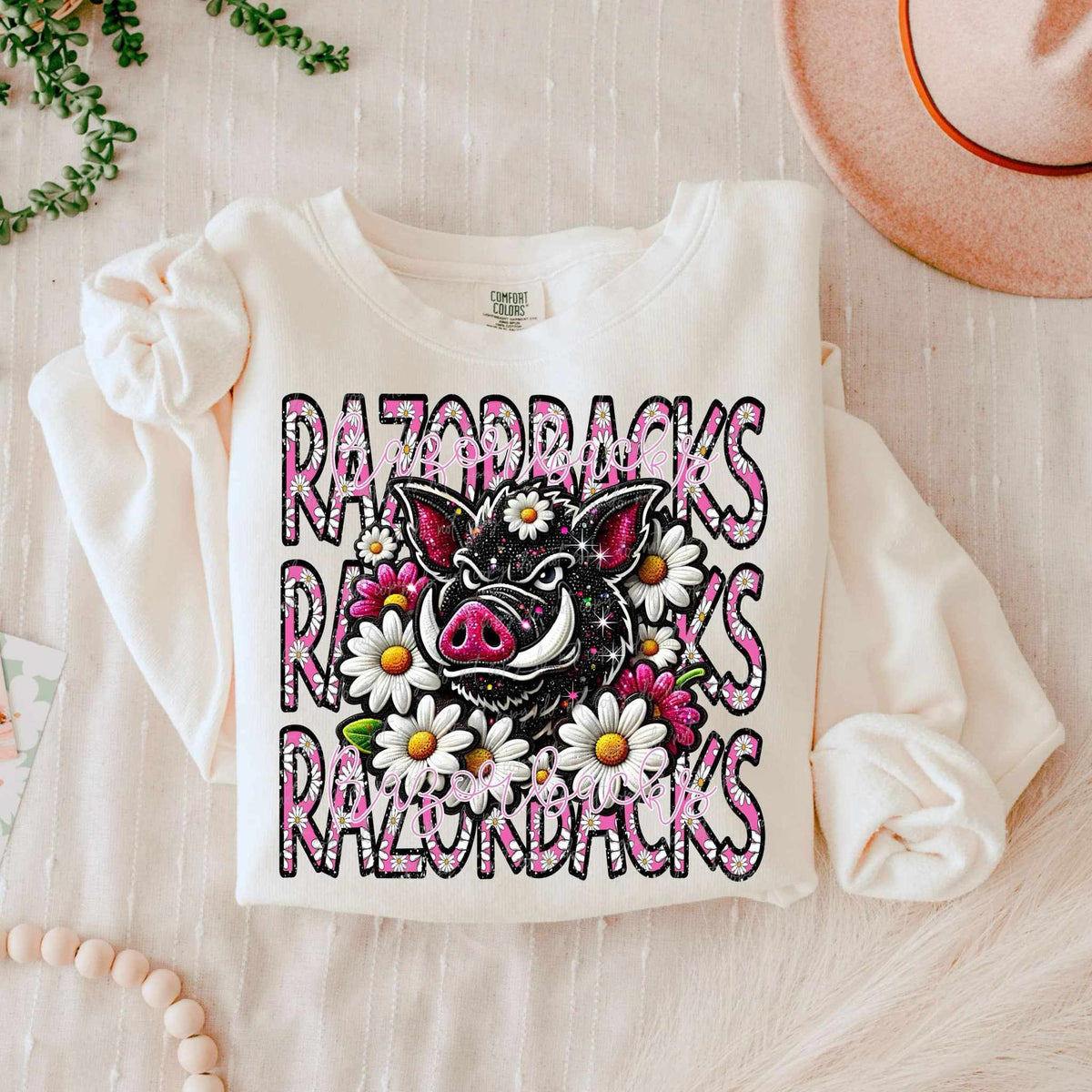 Razorbacks floral stacked 80641 DTF transfer