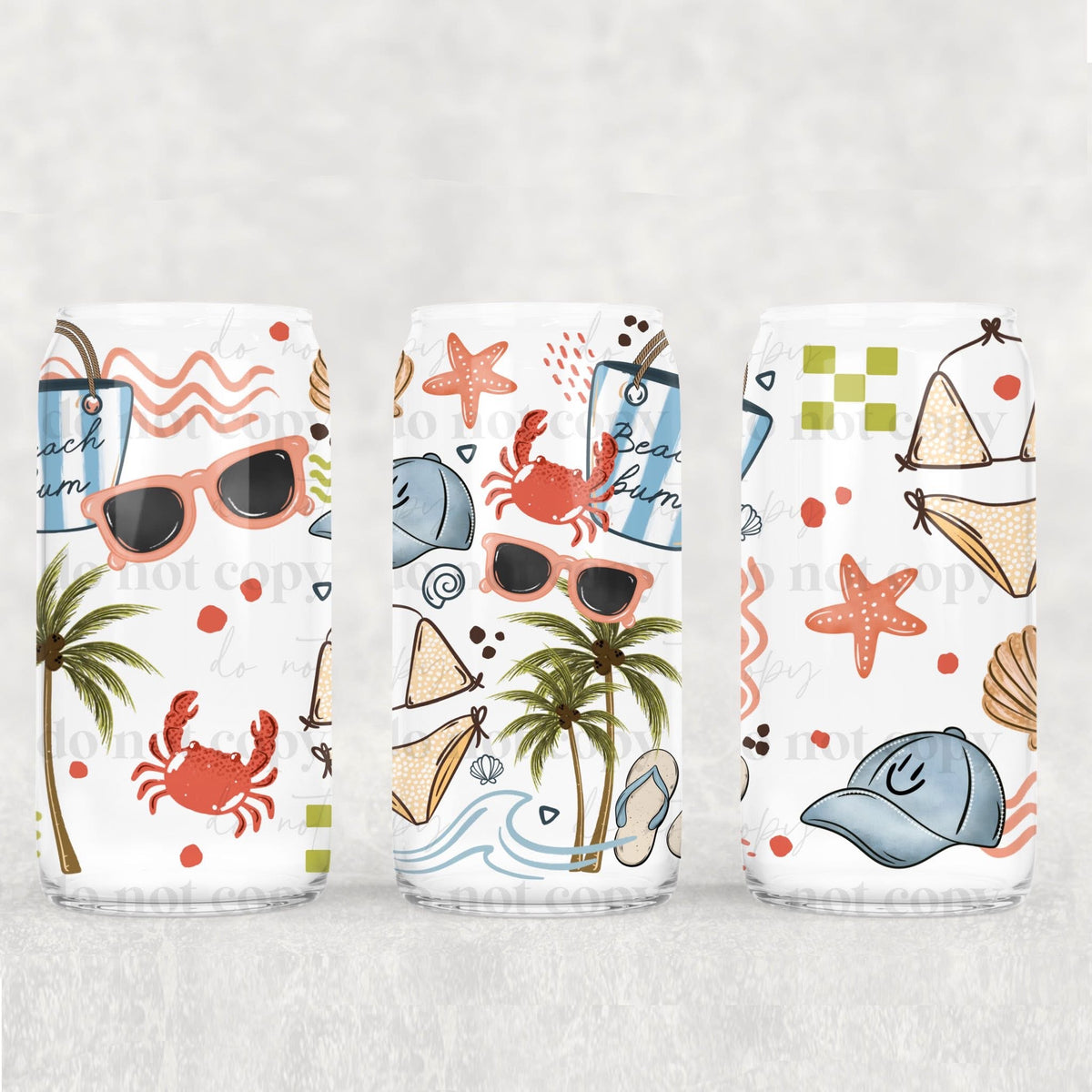 Beach things collage (CSC) UV DTF WRAP