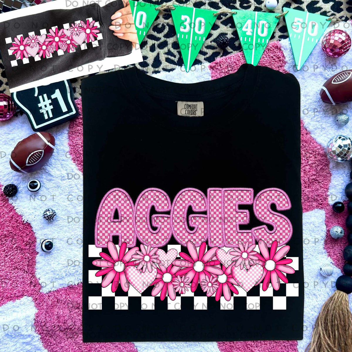 Aggies pink checkered (caplinger) 77831 DTF transfer