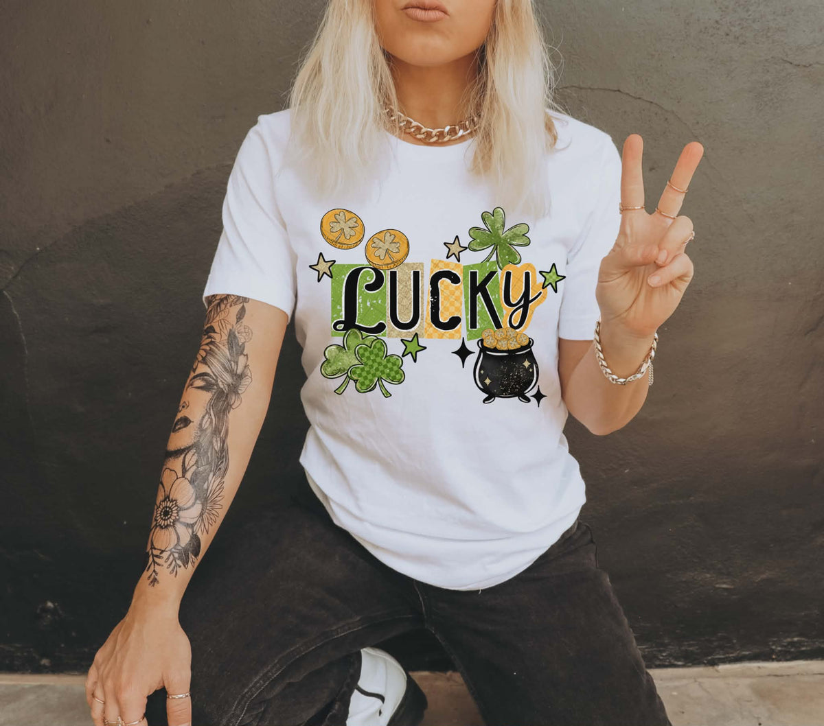 Lucky with coins and pot of gold (LINDA) DTF transfer