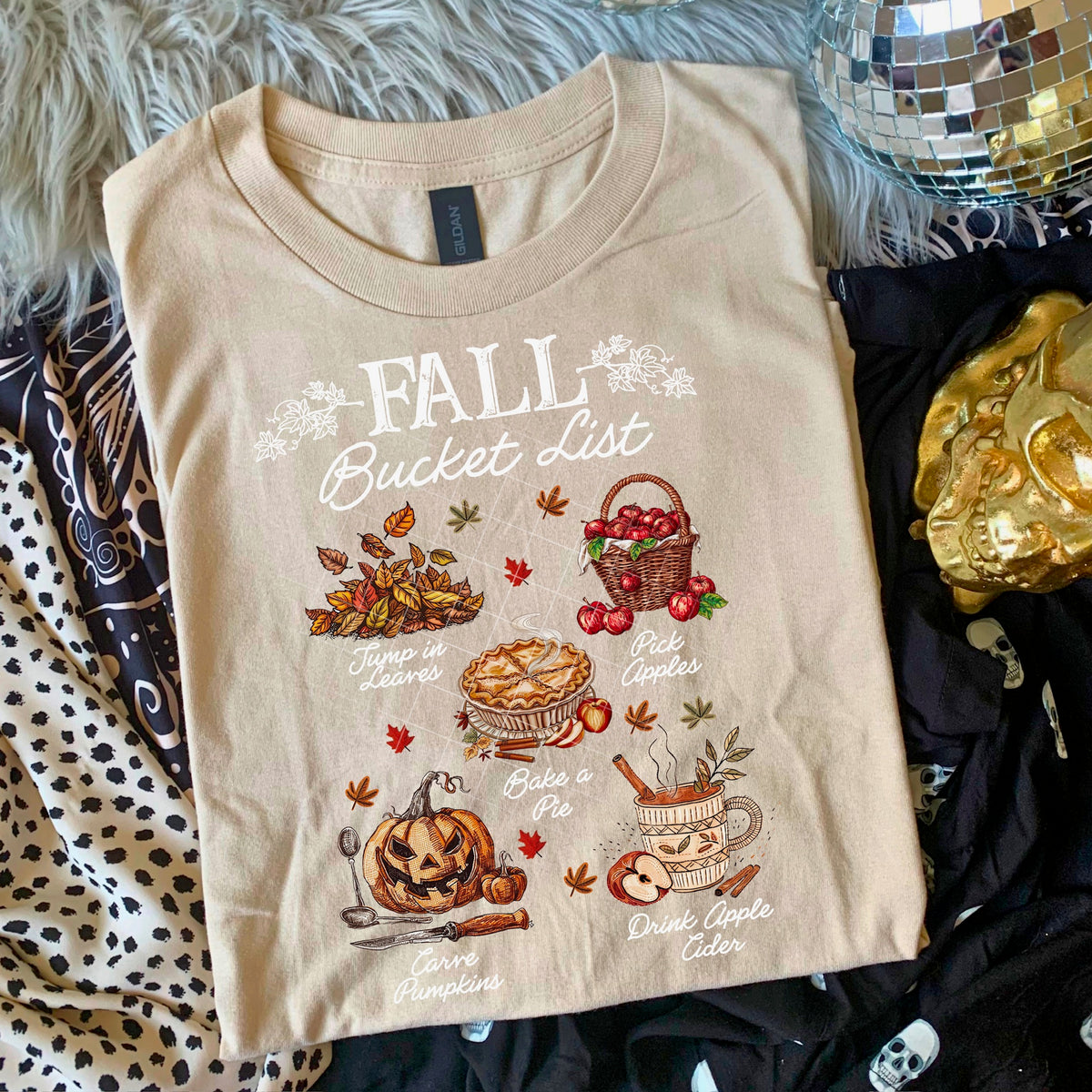 Fall Bucket list white words 110819 DTF transfer