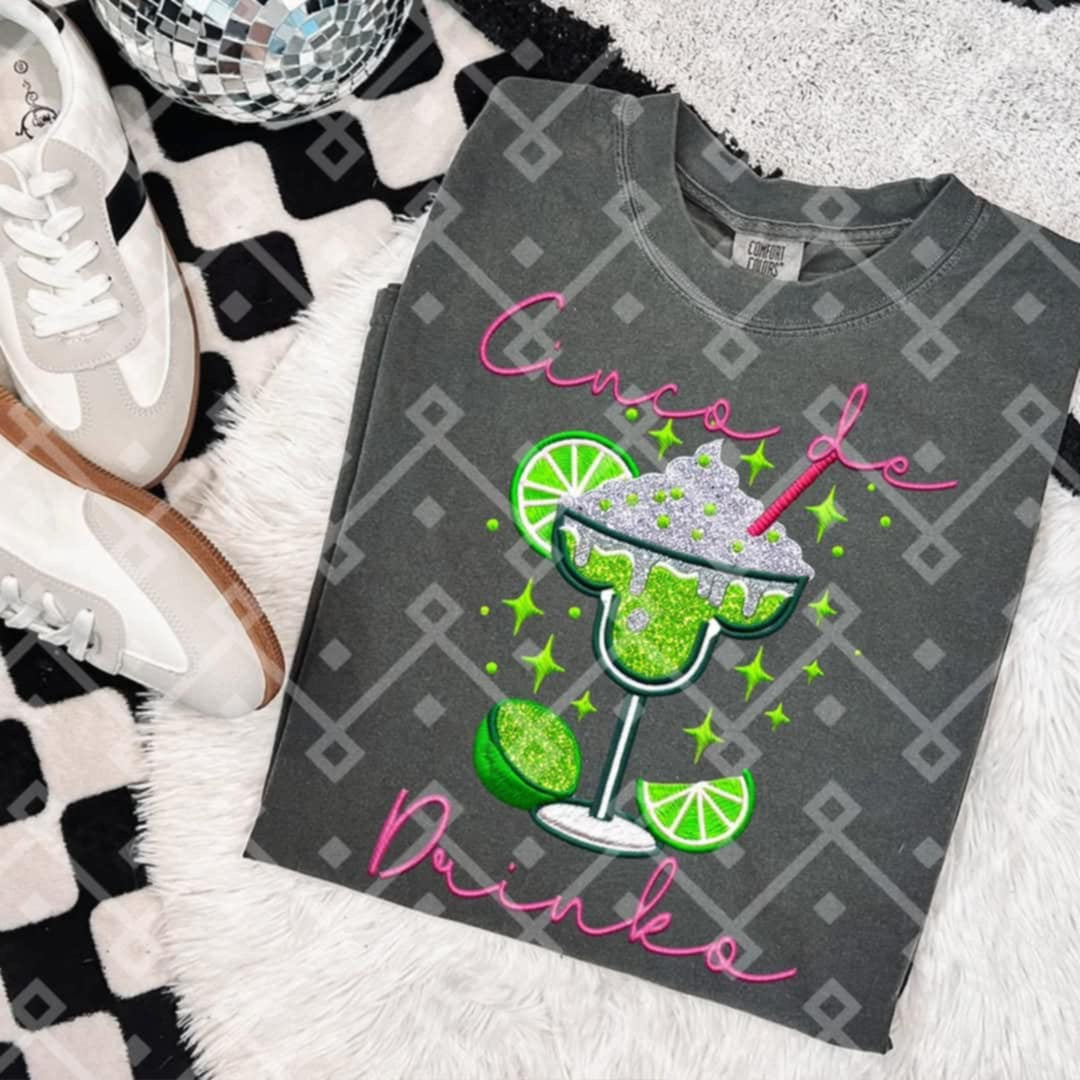 Cinco de drinko pink font (Crafti) 103251 DTF transfer
