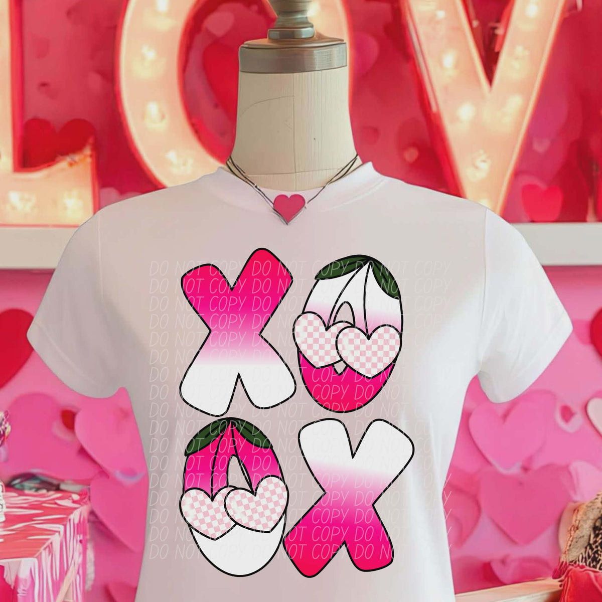 Xoxo heart cherries (city) DTF transfer