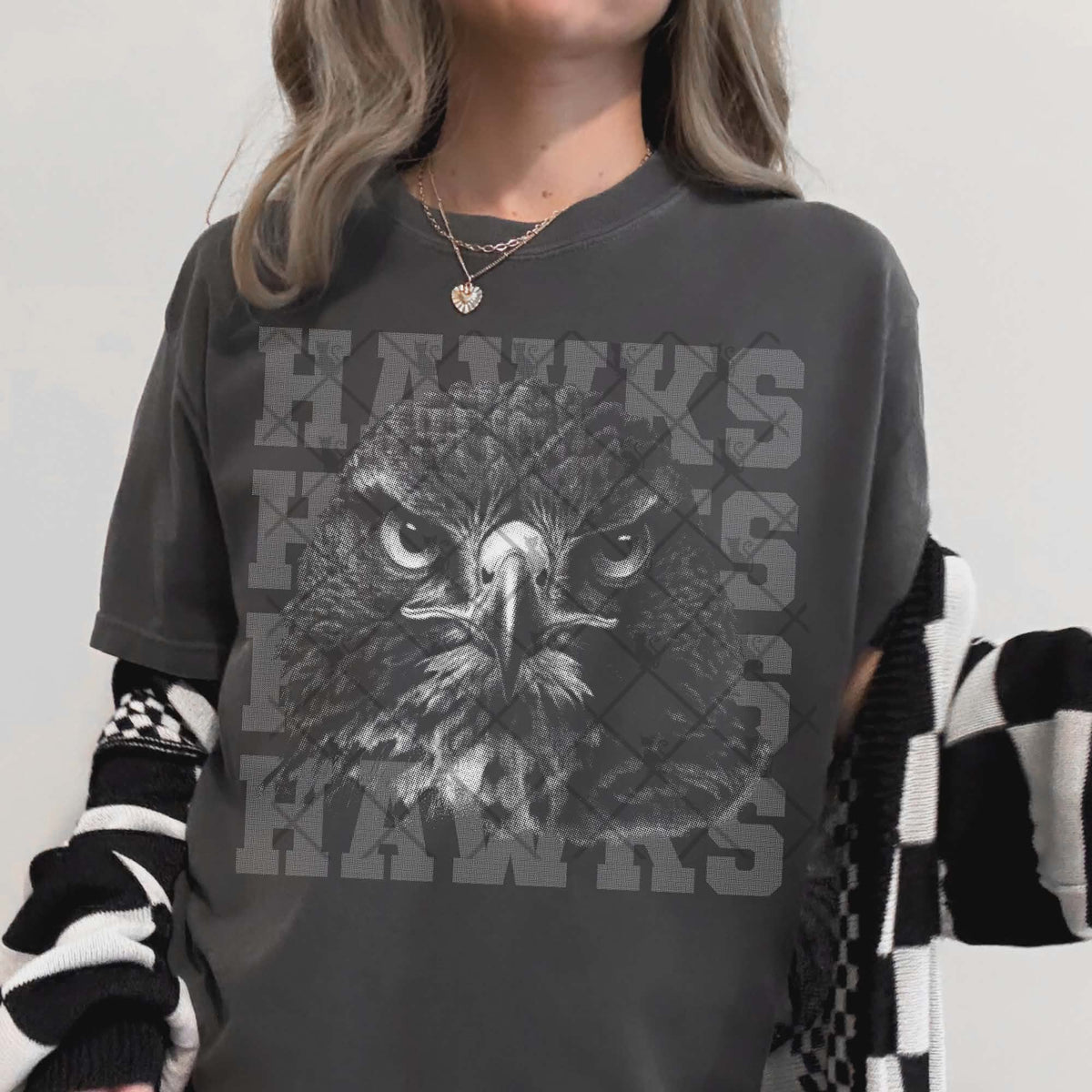 Hawks gray mascot (TTD) DTF transfer