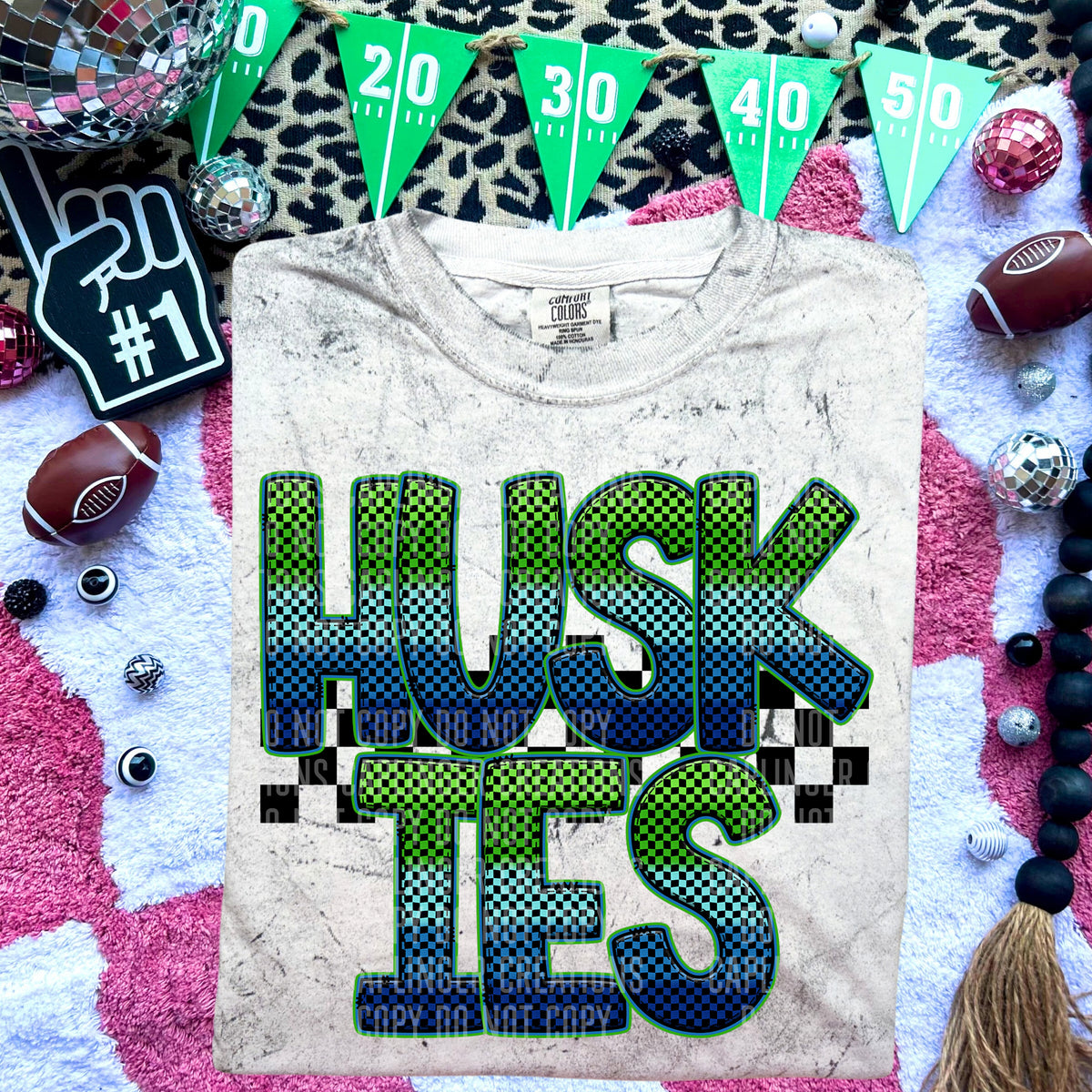 Huskies Blue and Green Checkered (Caplinger) DTF transfer