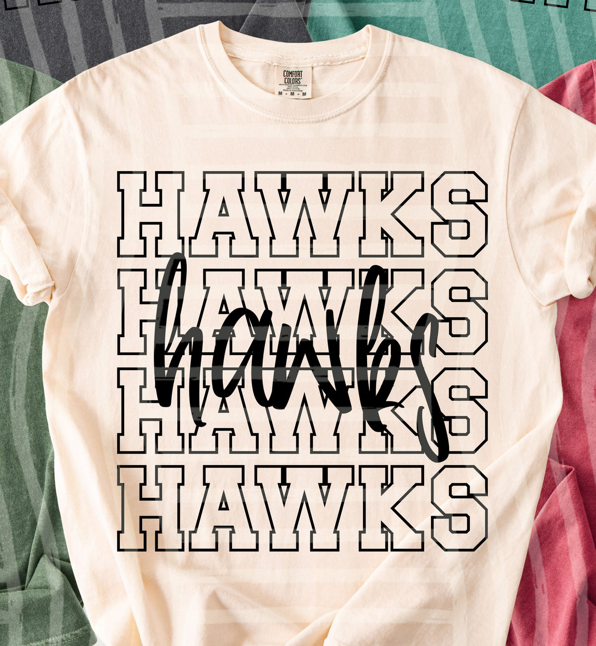 hawks simple stacked outlines (Caplinger) DTF Transfer