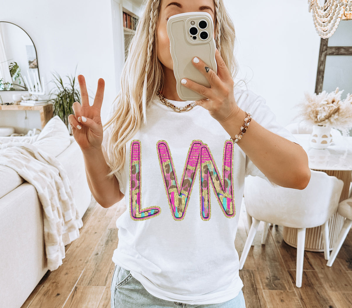 Pink and Leopard LVN (Caplinger) DTF transfer