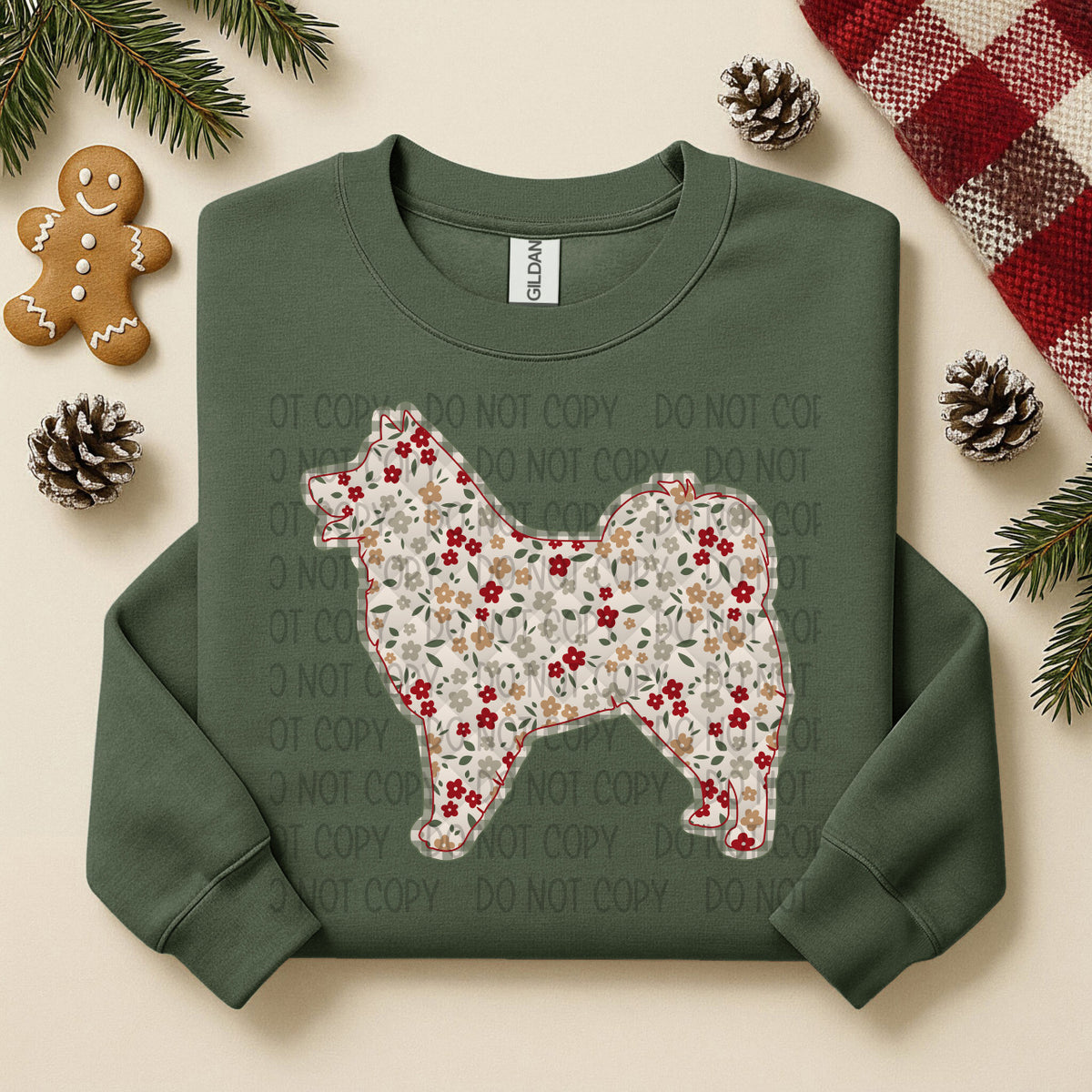 American Eskimo Floral (SWD) DTF TRANSFER