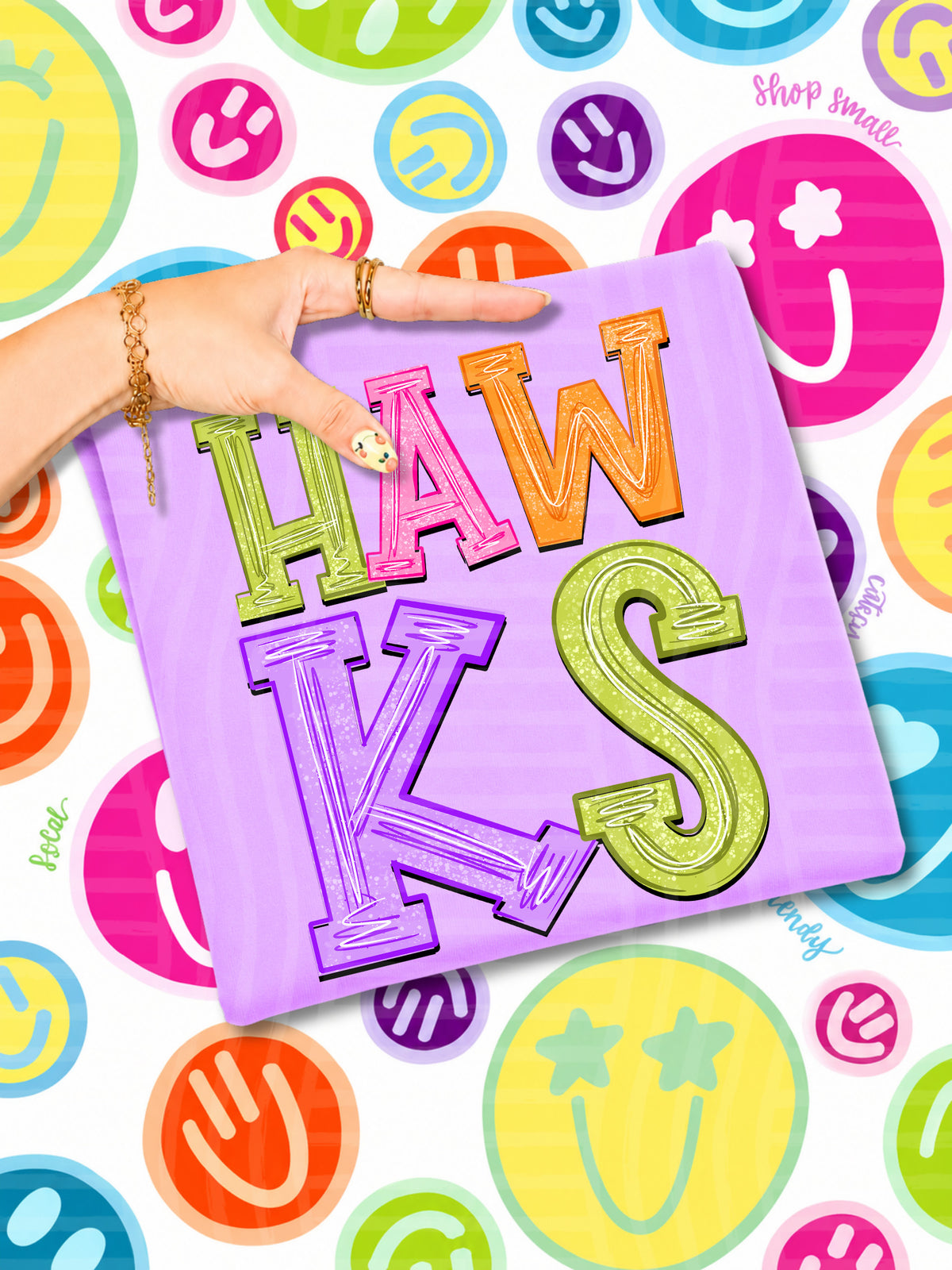 hawks simply colorful stacked (Caplinger) DTF Transfer