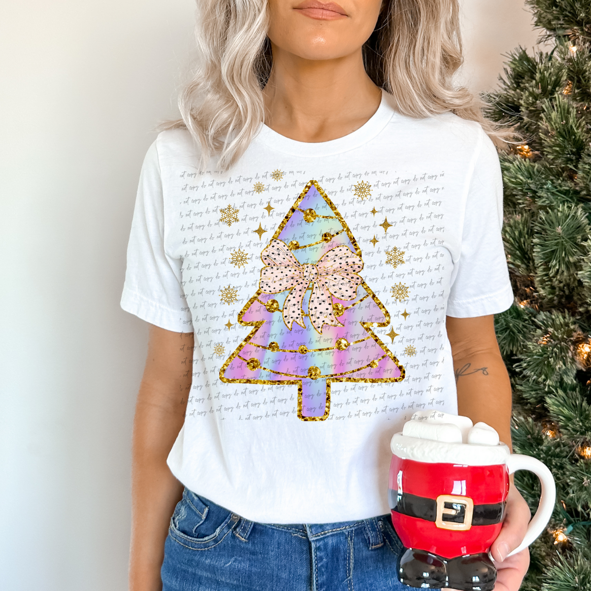 Christmas Tree With Bow In The Middle 68166 DTF Transfer