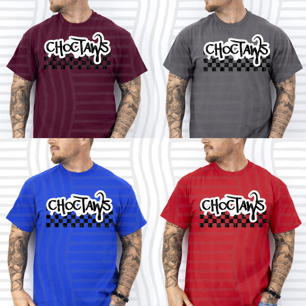choctaws black messy font with checkers (Caplinger) DTF Transfer
