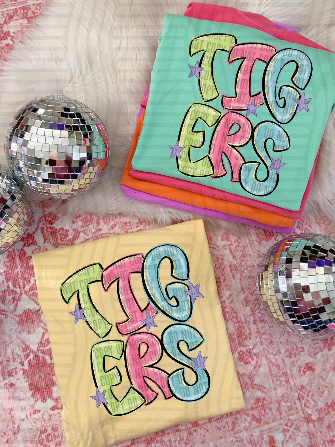 Tigers Glittery & Preppy Mascots (Caplinger) DTF transfer