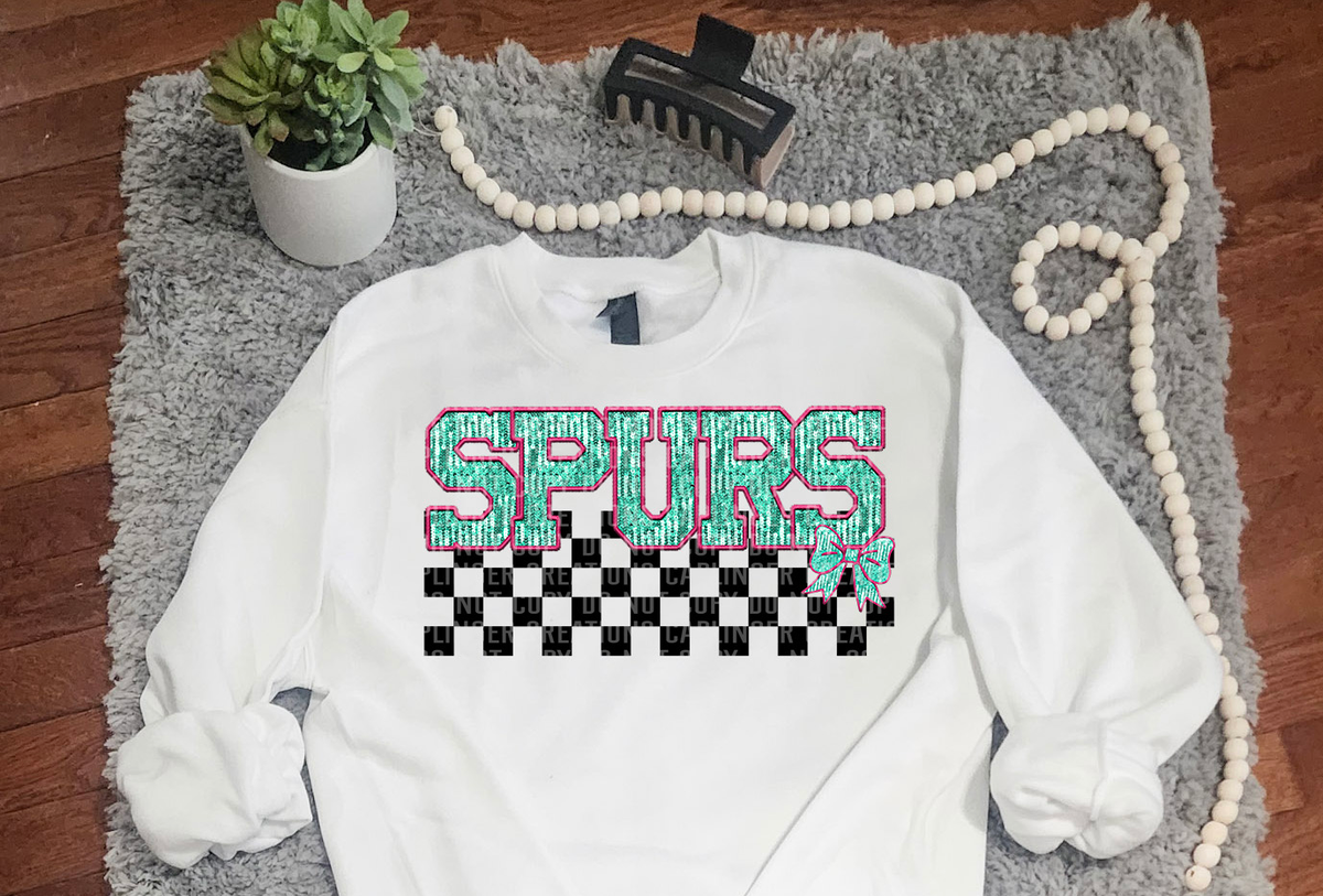 Turquoise And Pink Faux Embroidery Spurs 74113 DTF Transfer