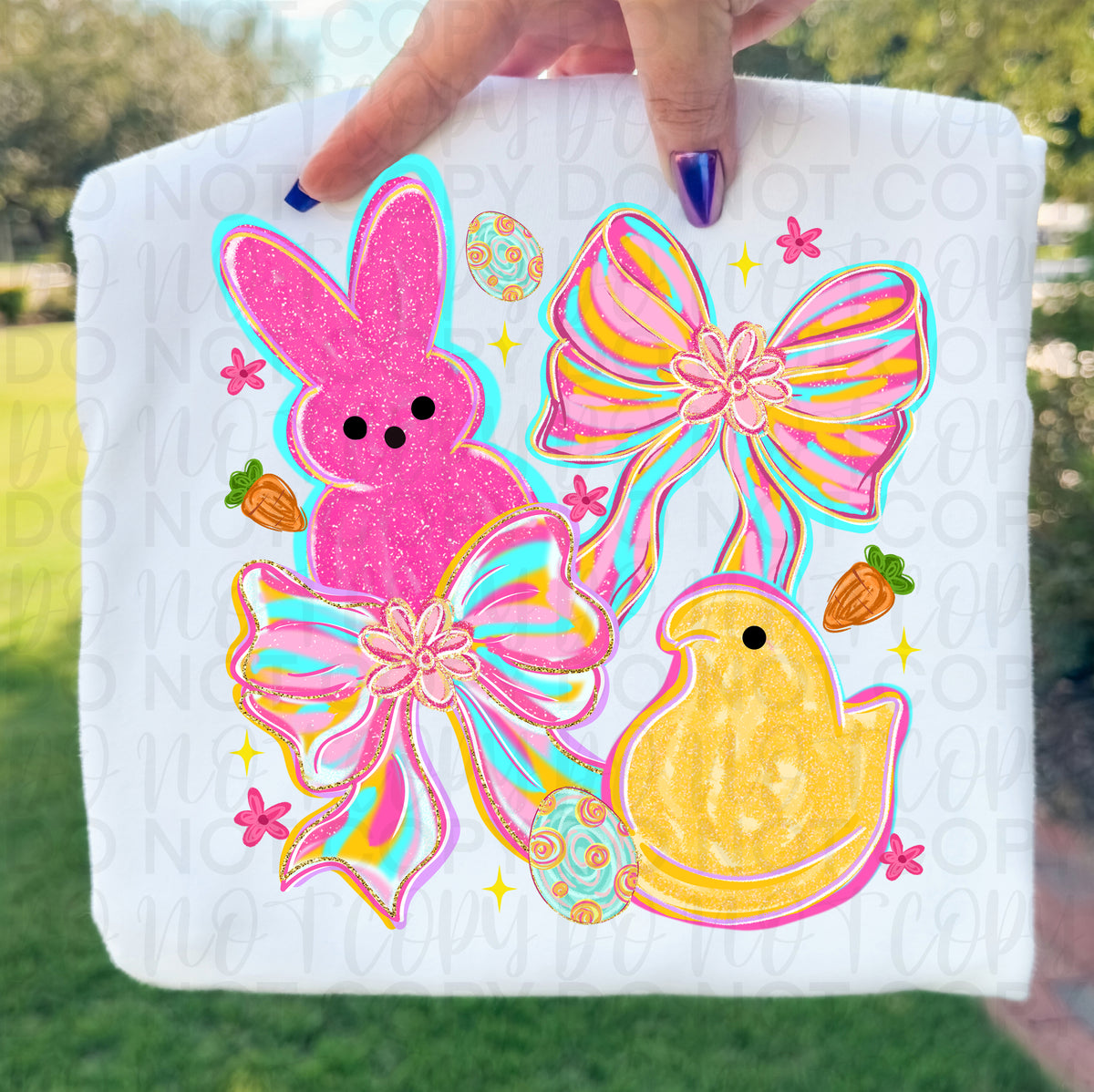 Peep chick and bows collage (UAC) DTF Transfer