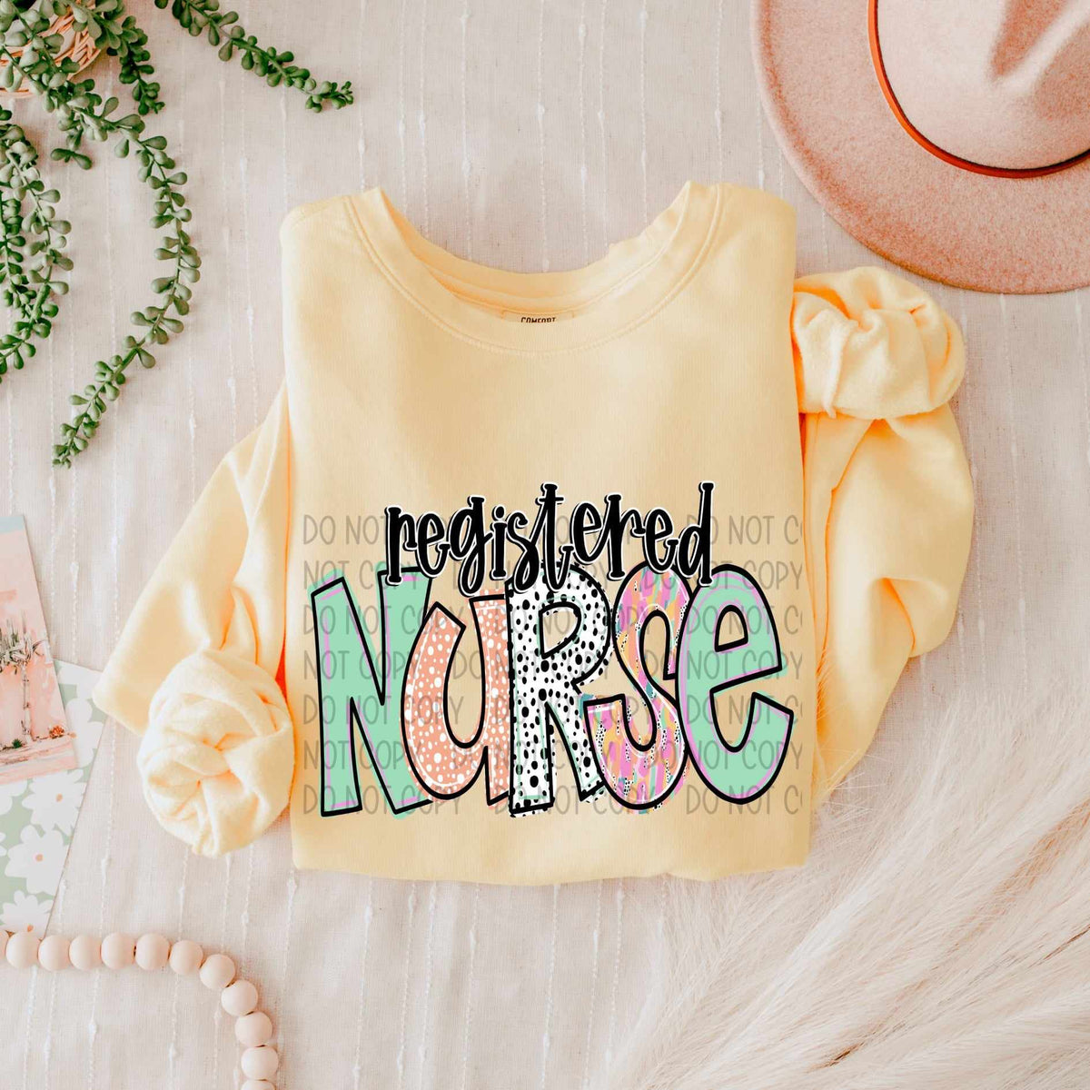 Registered nurse peach and green (SWD) 55417 DTF transfer