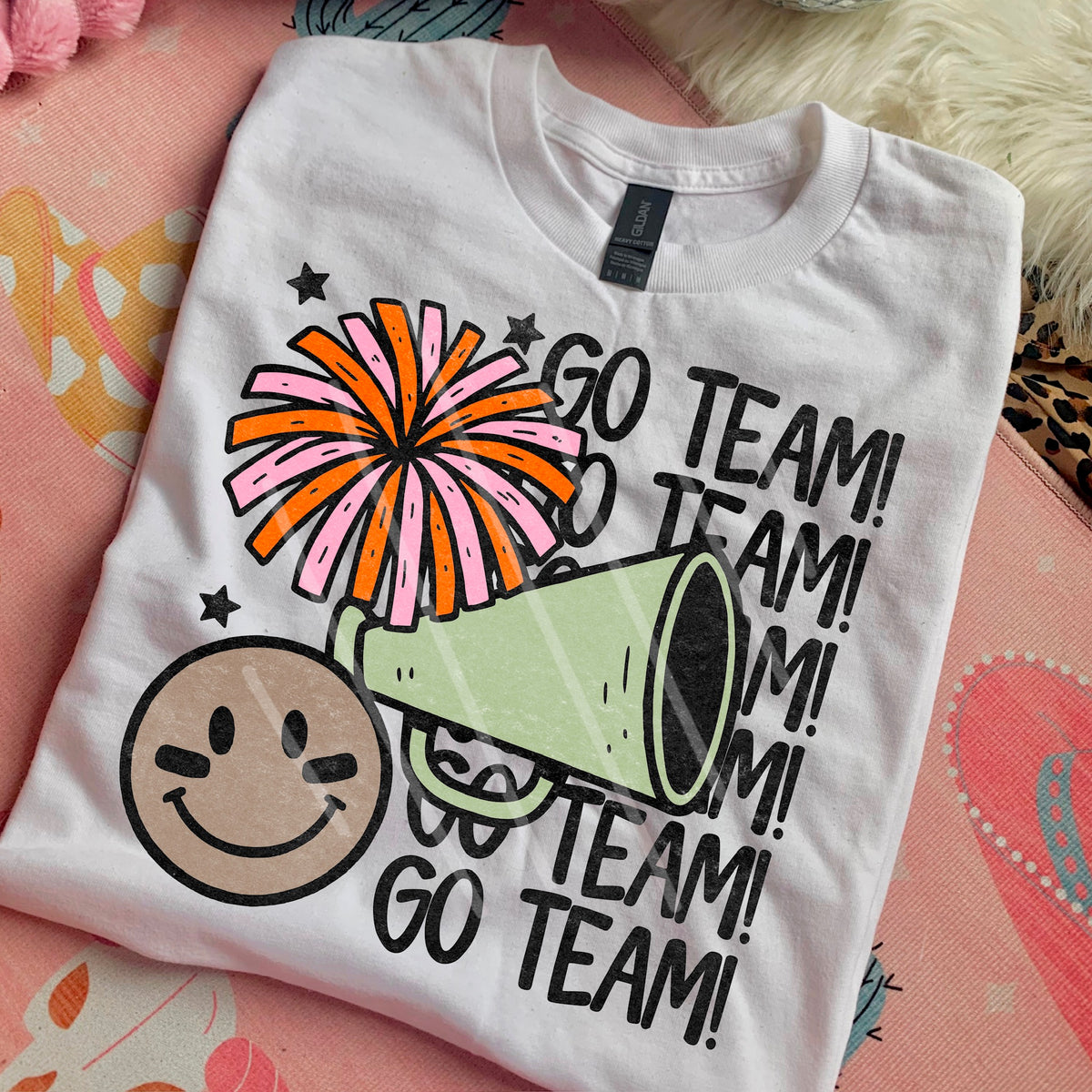 Go Team Go Pom Pom Megaphone (saved) 110533 DTF transfer