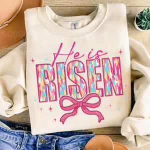 He is risen brushstroke with bow 85853 DTF transfer
