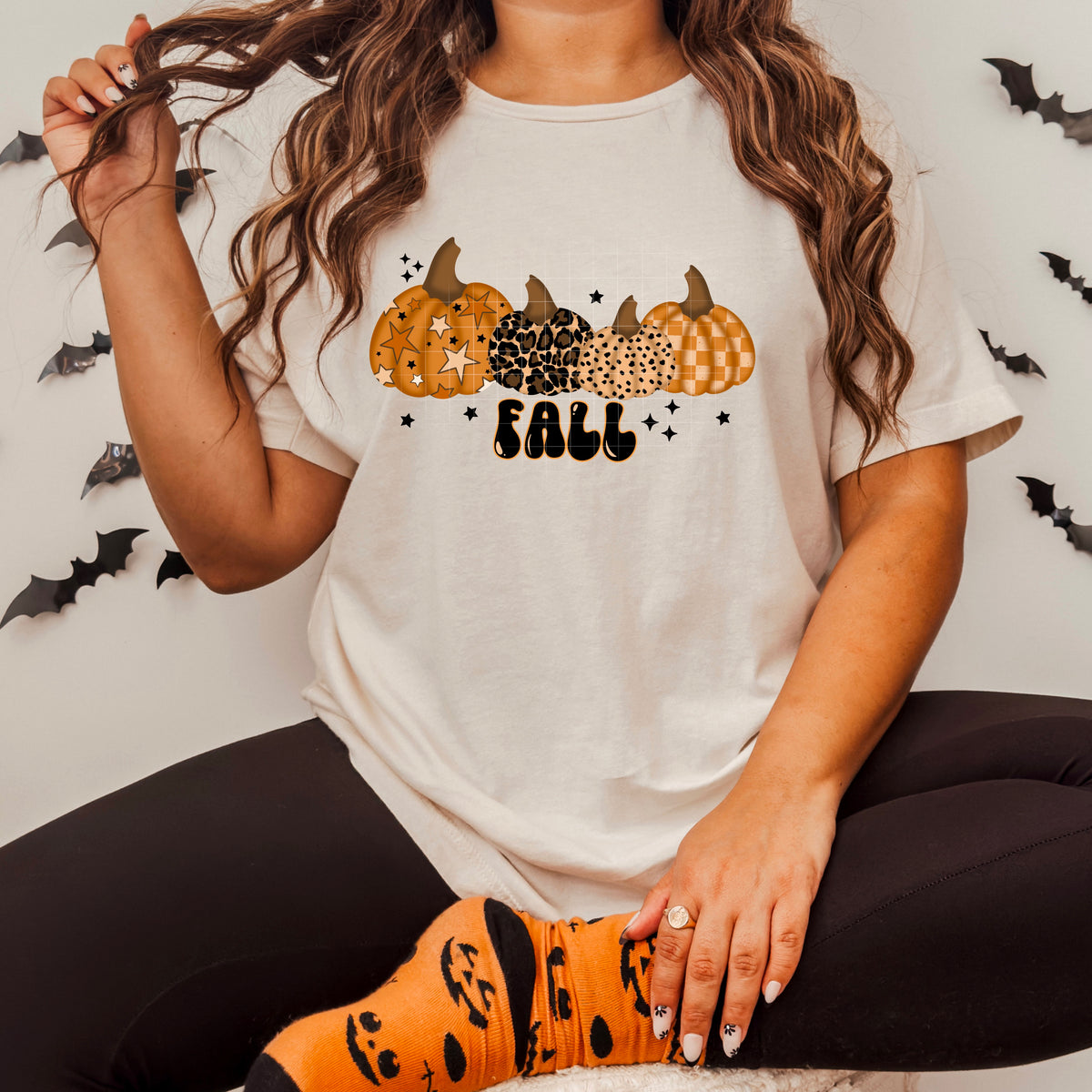 Fall Pumpkins (stars, checker and leopard) CSC DTF transfer