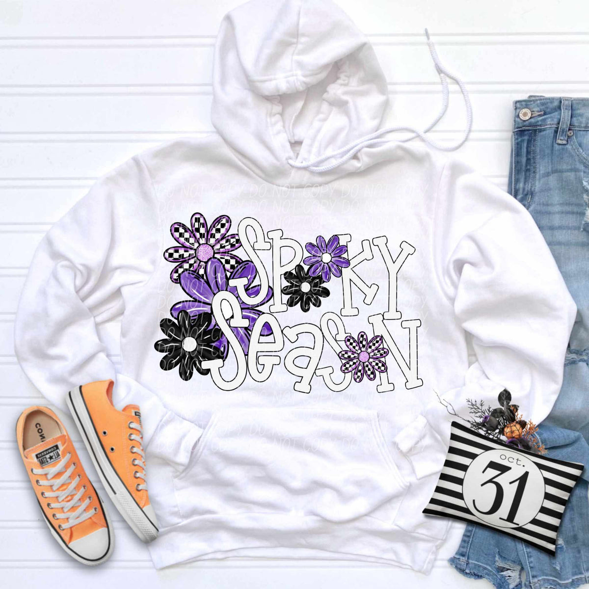 Spooky season black and purple flowers (City) DTF transfer