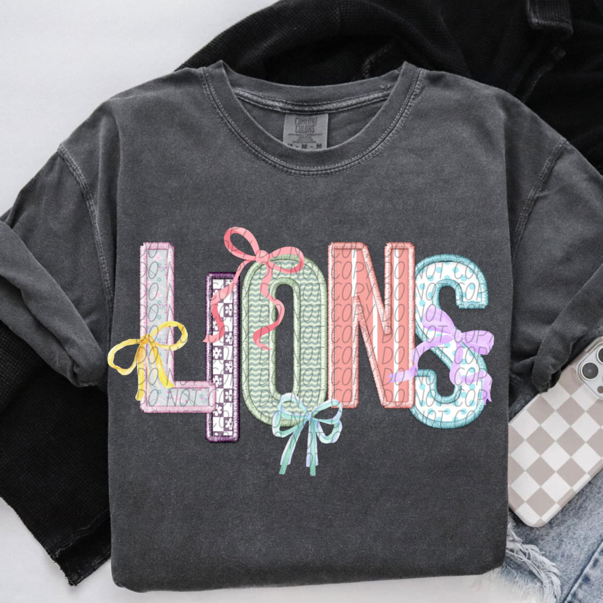 Lions Spring Bow Mascots (CITY) 97136 DTF transfer