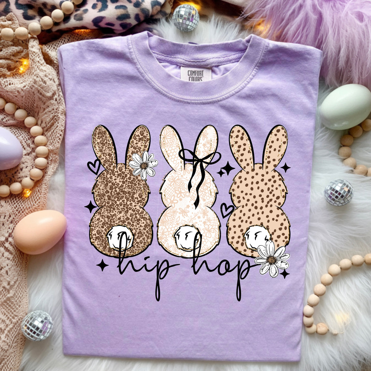 Hip Hop Bunnies (black words) (CSC) DTF transfer