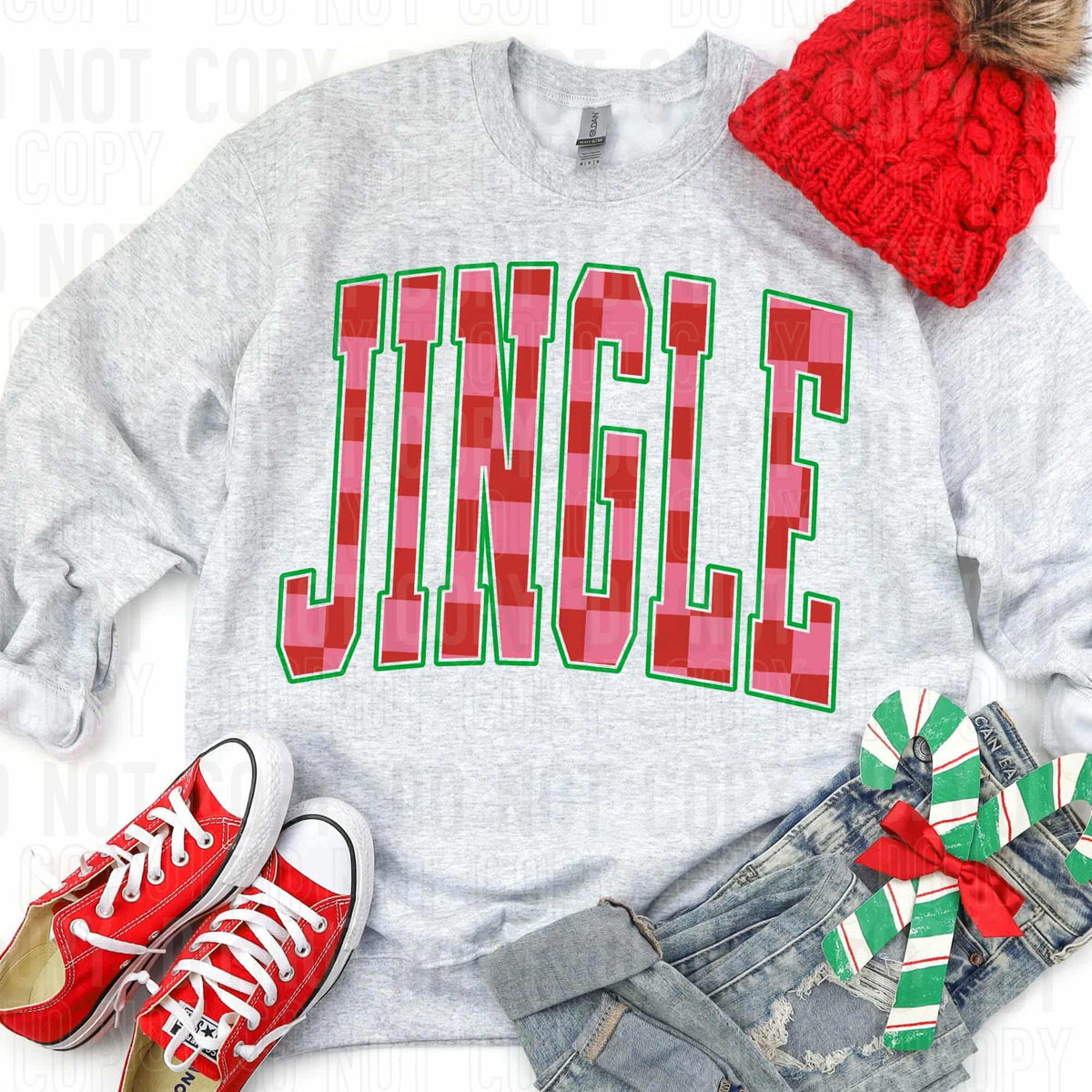 Jingle red checkered SBB DTF transfer