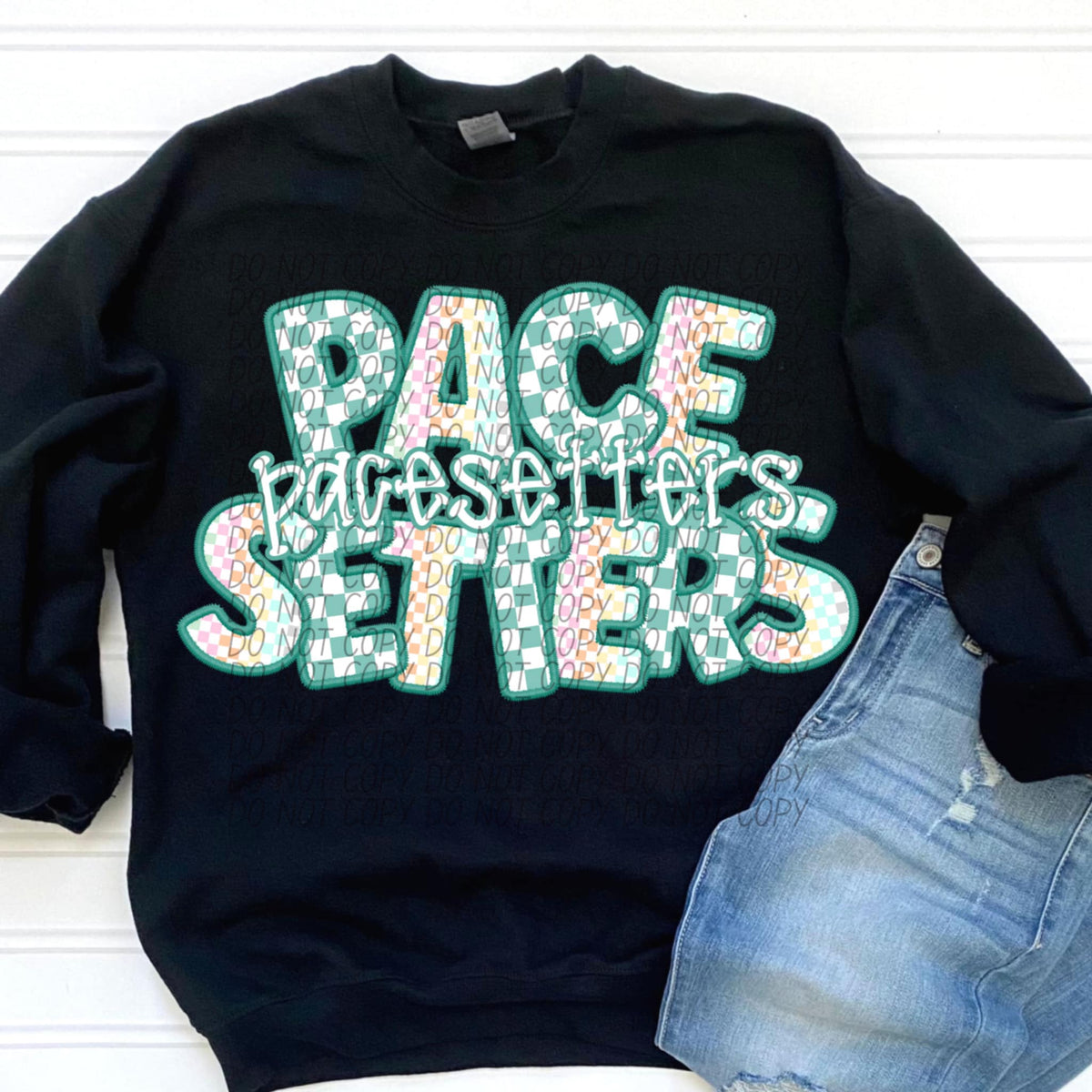 Pacesetters blue and colorful checkered (CITY) 85540 DTF transfer