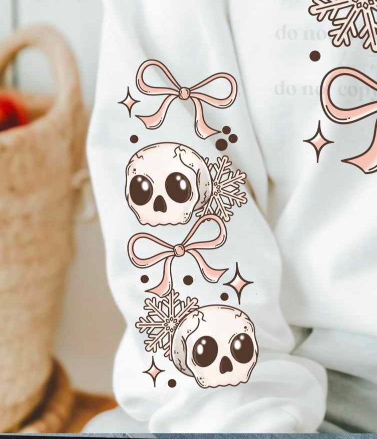 Christmas skull cluster sleeve (CSC) 60707 DTF transfer
