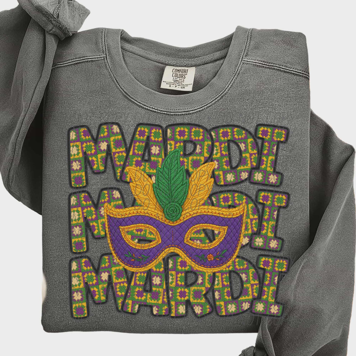 Mardi stacked with mask (city) DTF Transfer