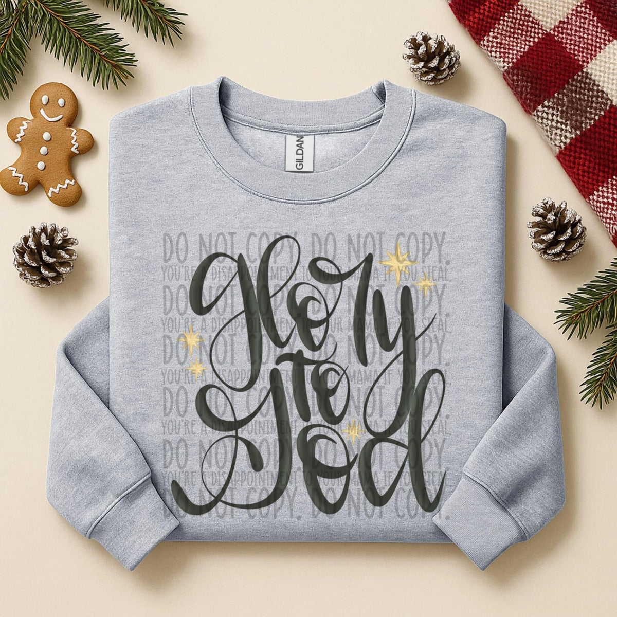 Glory to God black cursive (SWD) DTF Transfer