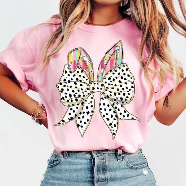 Polka dot bow bunny ears 77655 DTF transfer