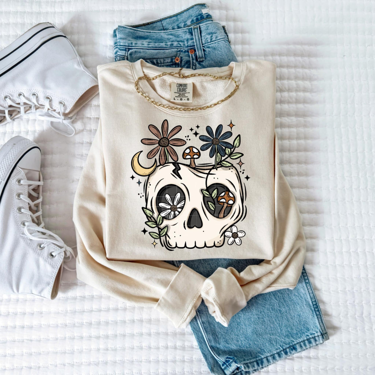 Skull with flowers (CSC) 90995 DTF transfer
