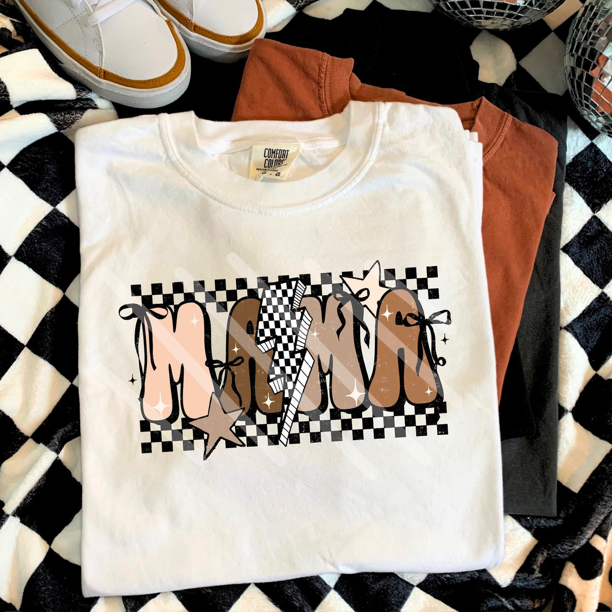 Mama neutral with lightning bolt and bows (scarlow) 114320 DTF transfer