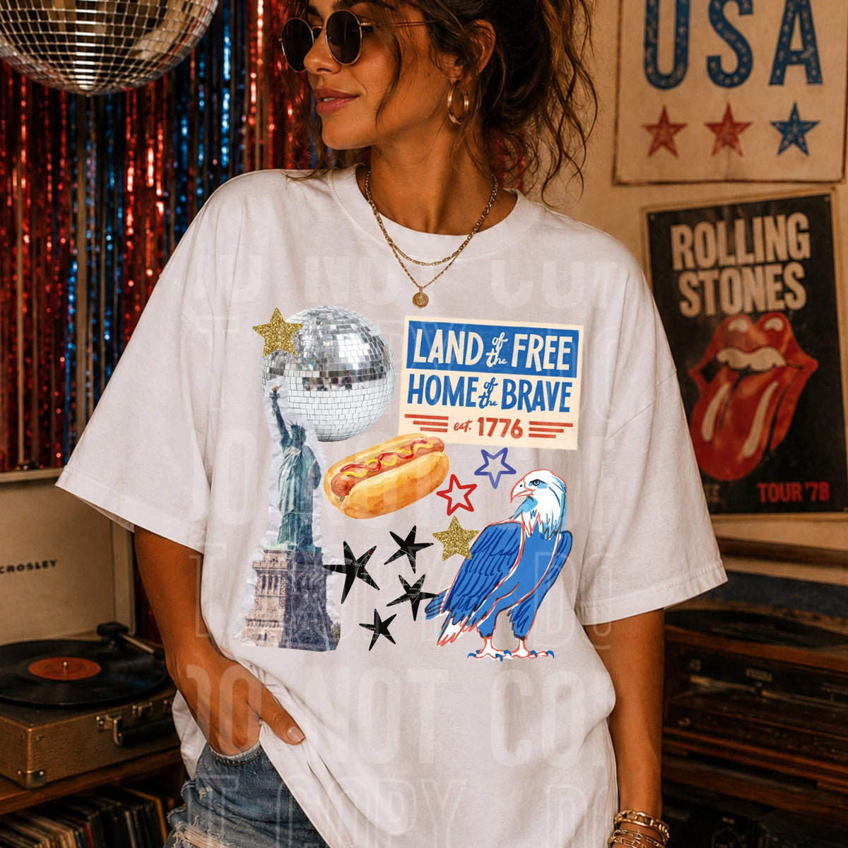 Land of the free collage Sunday Special DTF transfer