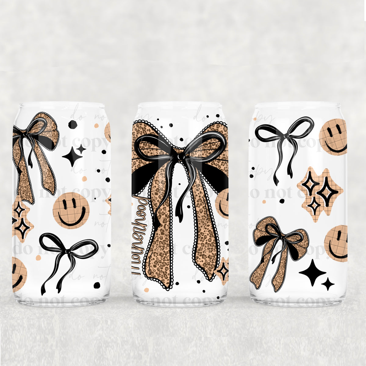 Motherhood bow tan and black (CSC) UV DTF WRAP