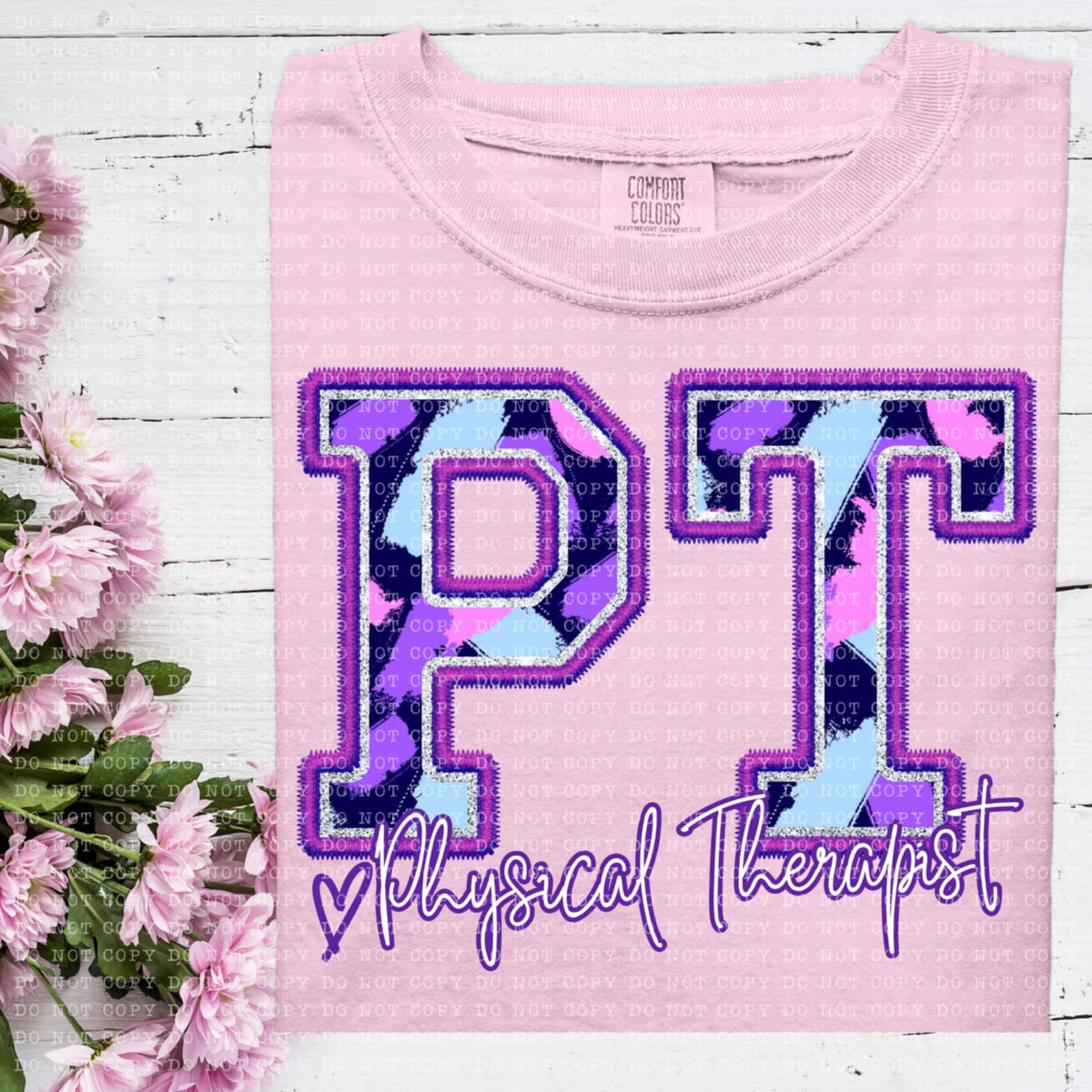 PT physical therapist purple brushstrokes (ECHT) 93961 DTF transfer