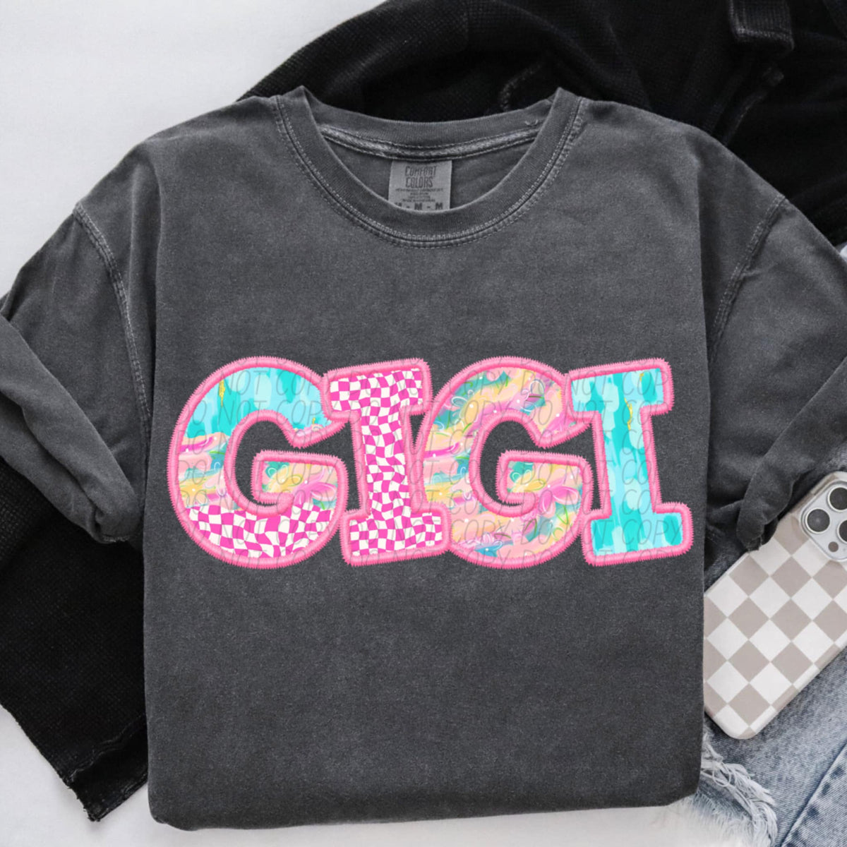 Gigi pink checkered (CITY) 97060 DTF transfer
