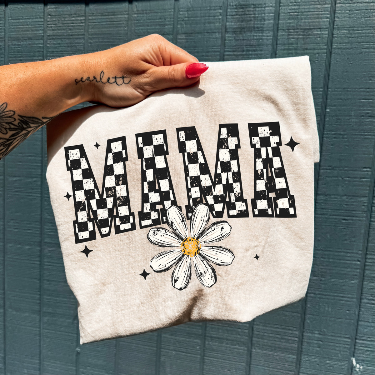Mama checker with Daisy (CSC) DTF Transfer
