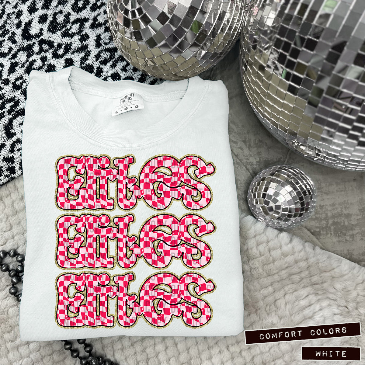 ELITES stacked pink checkered (Caplinger) DTF transfer