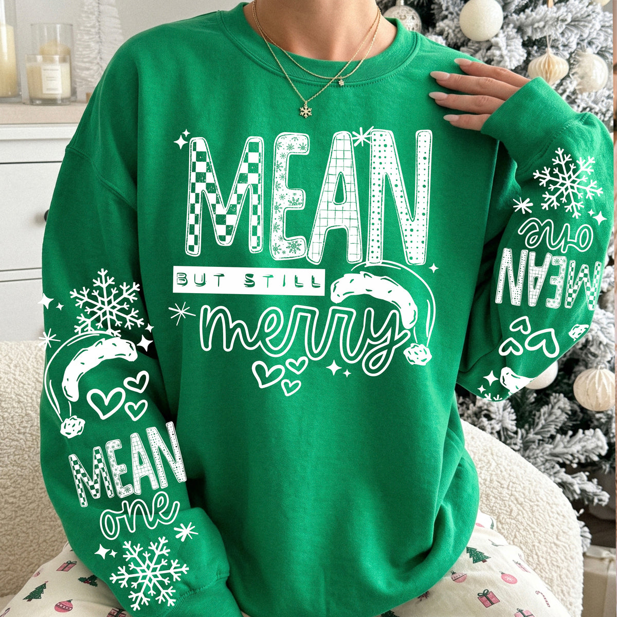Mean and merry white (front only) (csc) DTF Transfer